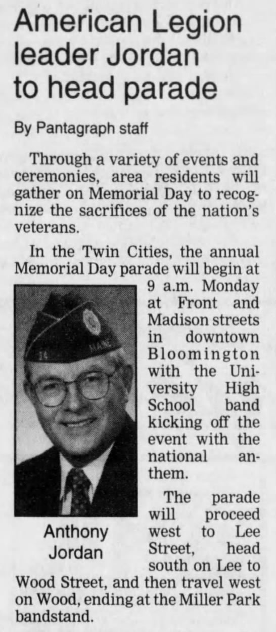 America Legion leader Jordan to head parade